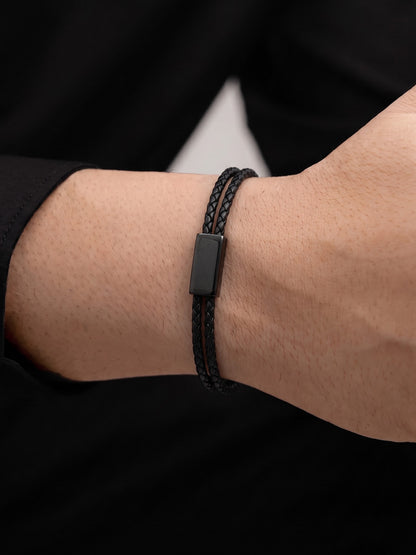 Merrick Black Men's leather Bracelet