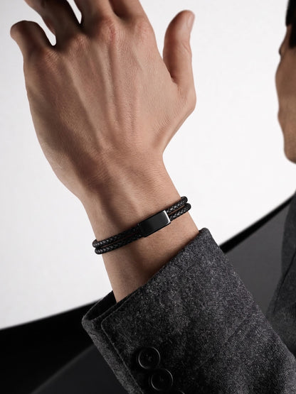 Merrick Black Men's leather Bracelet