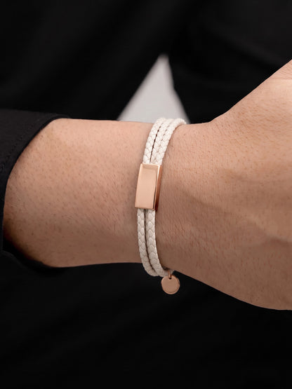 Merrick White - Rosegold Plated Men's leather Bracelet