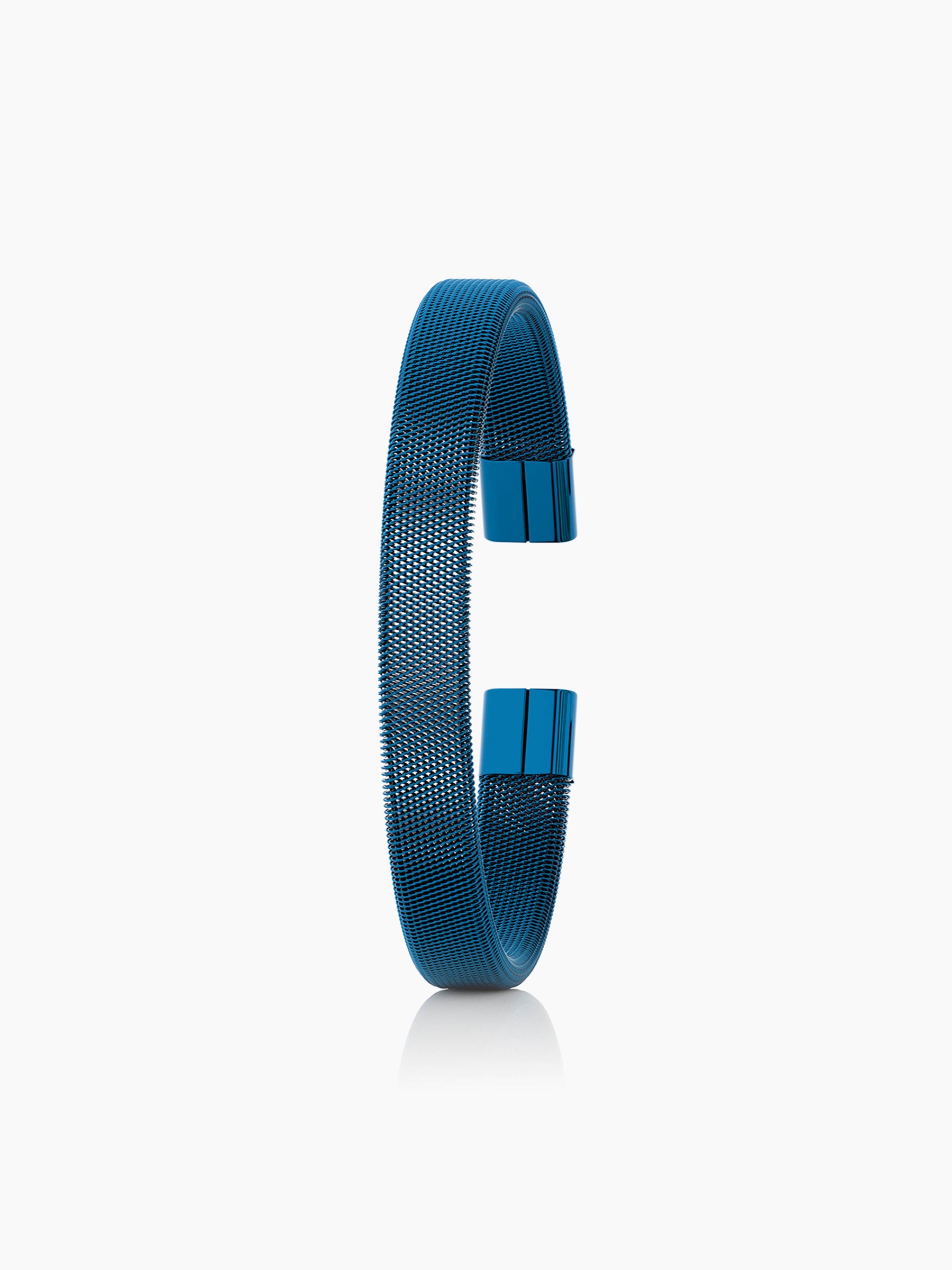 Mesh Fine Textured Blue Cuff Men's Bracelet