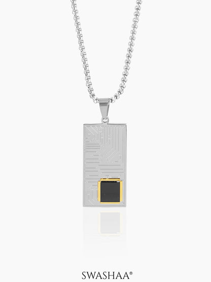 Mexa Rectangle Black Chip Men's Chain Pendant