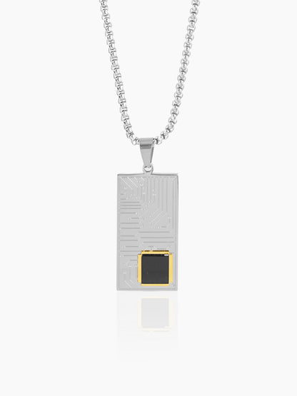 Mexa Rectangle Black Chip Men's Chain Pendant