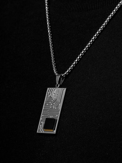 Mexa Rectangle Black Chip Men's Chain Pendant