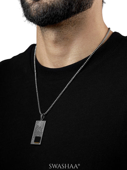 Mexa Rectangle Black Chip Men's Chain Pendant