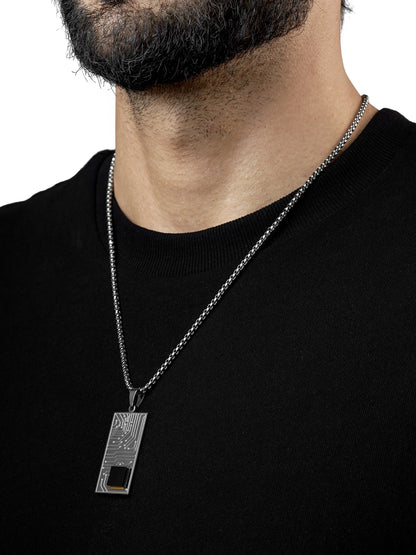 Mexa Rectangle Black Chip Men's Chain Pendant