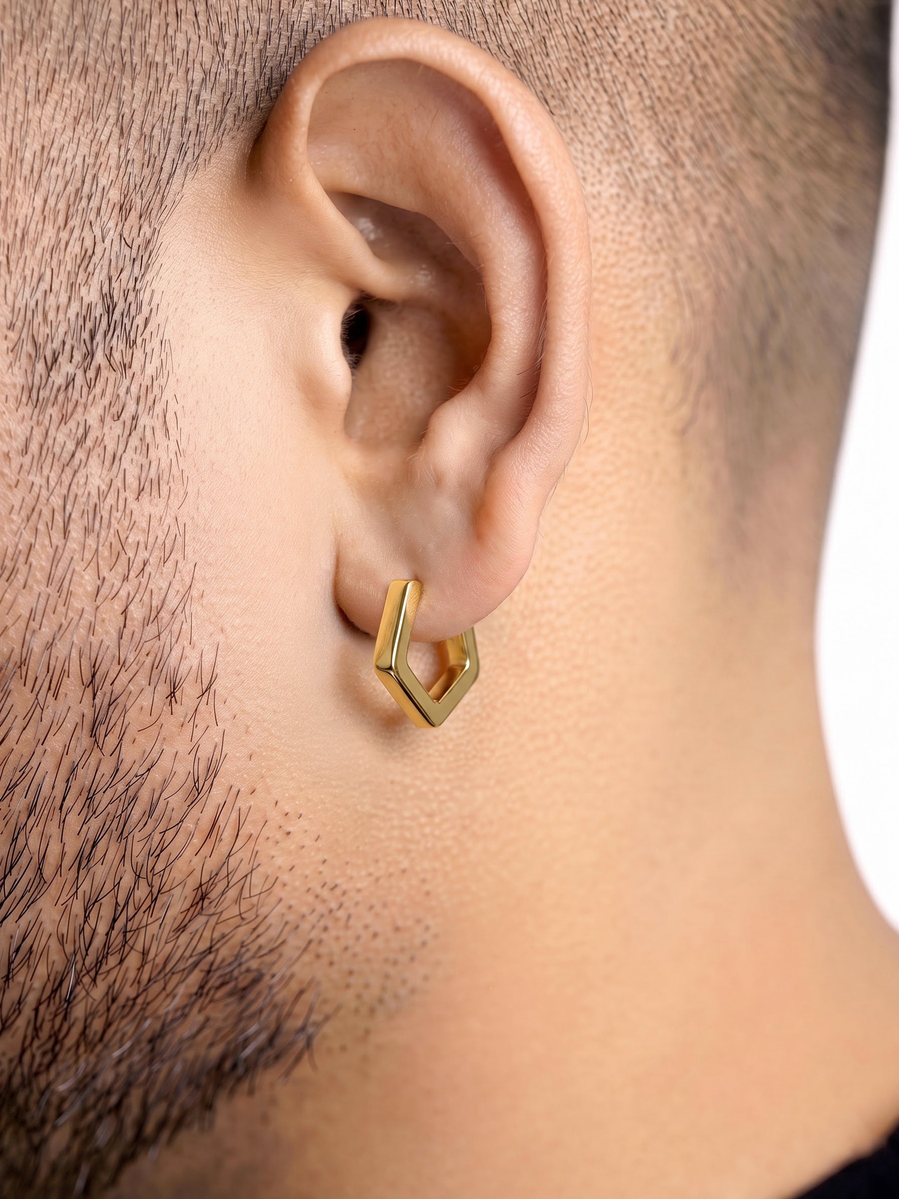 Milan Pentagon Geometric 18K Gold Plated Men's Hoop Earrings