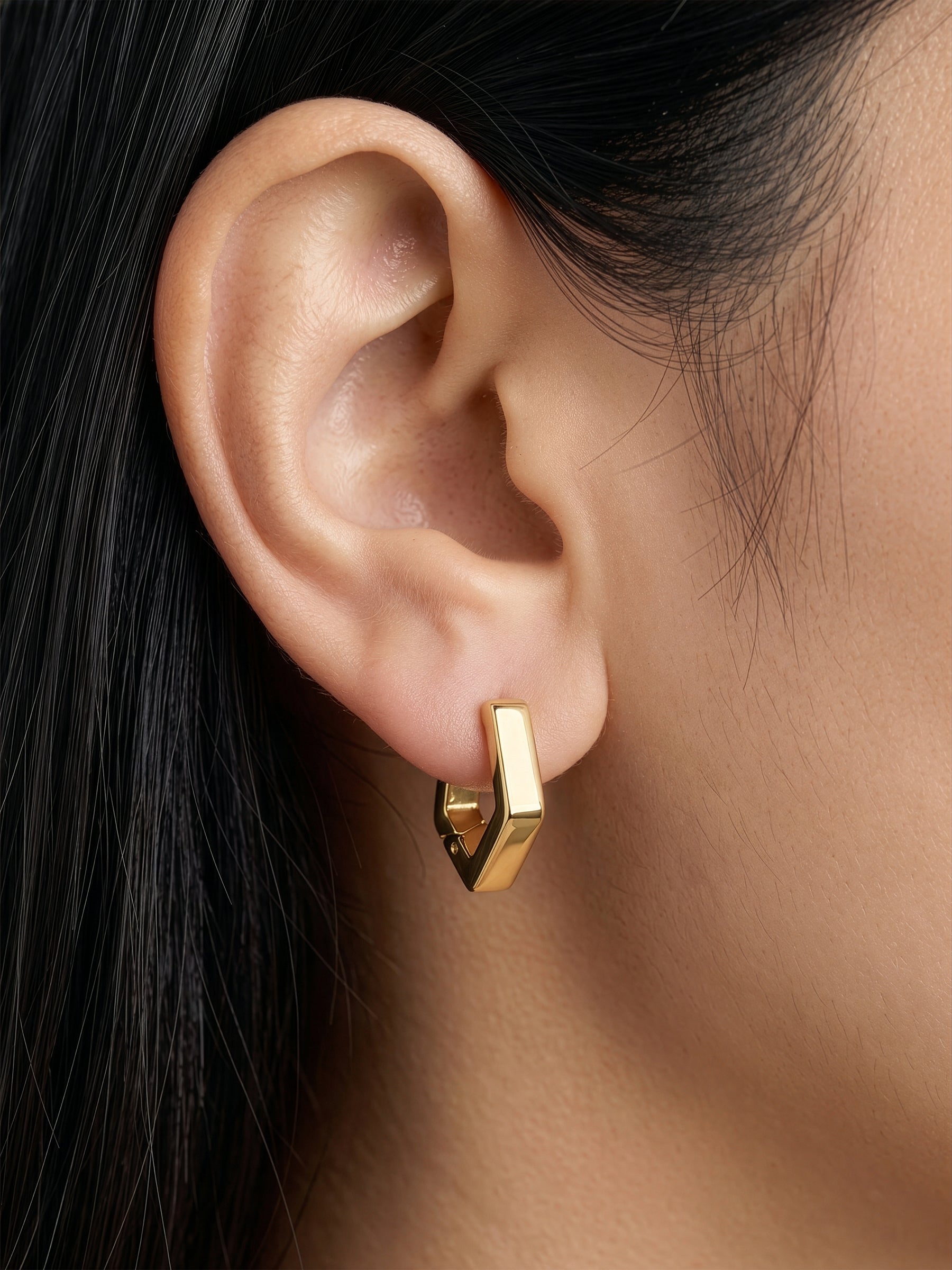 Milan Pentagon Geometric 18K Gold Plaated Women's Hoop Earrings