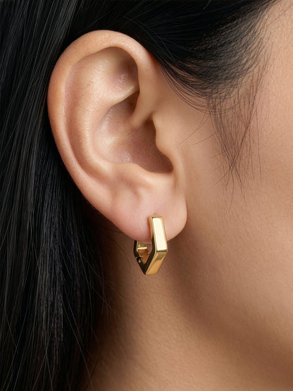 Milan Pentagon Geometric 18K Gold Plaated Women's Hoop Earrings