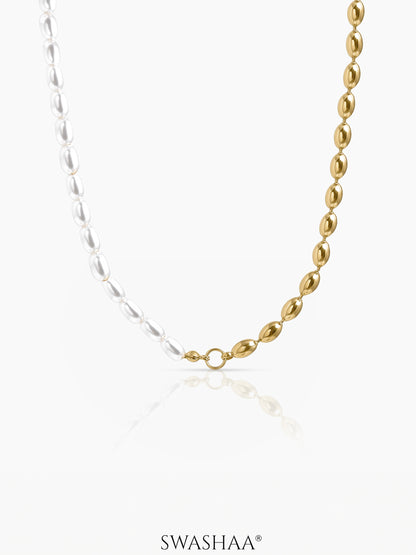 Milena White Pearl 18K Gold Plated Beaded Women's Chain Necklace