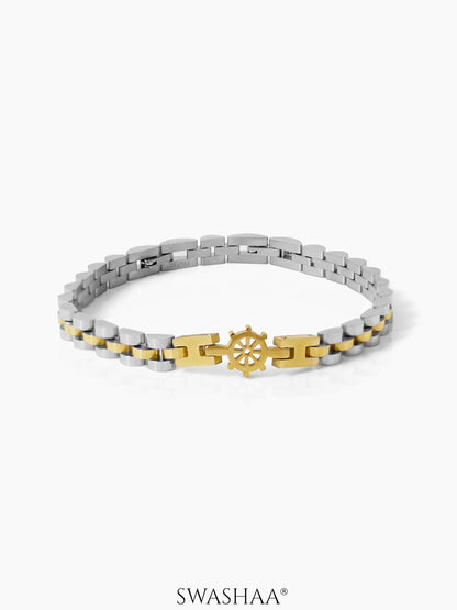 Miles Two Tone Link Wheel Charm Silver Men's Watch Belt Bracelet