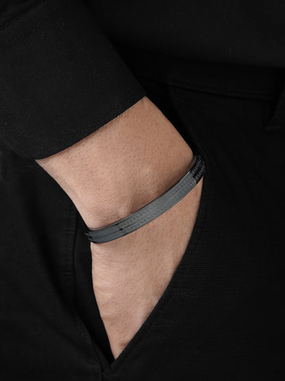 Miliano Engraved Black Men's Kada