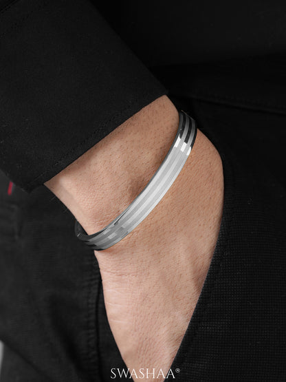 Milo Dual Strip Silver Men's Kada