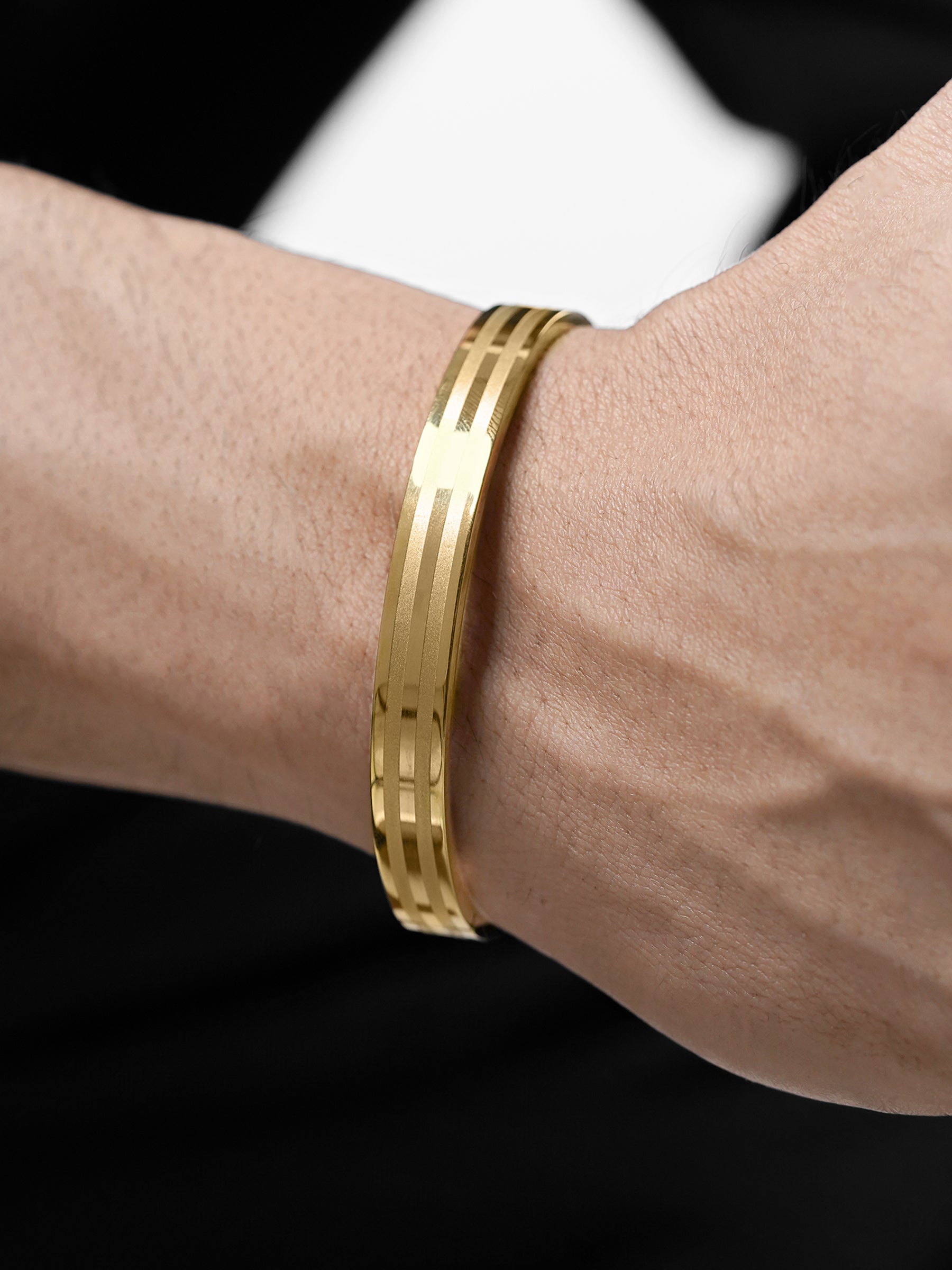 Milo Dual Strip 18K Gold Plated Men's Kada