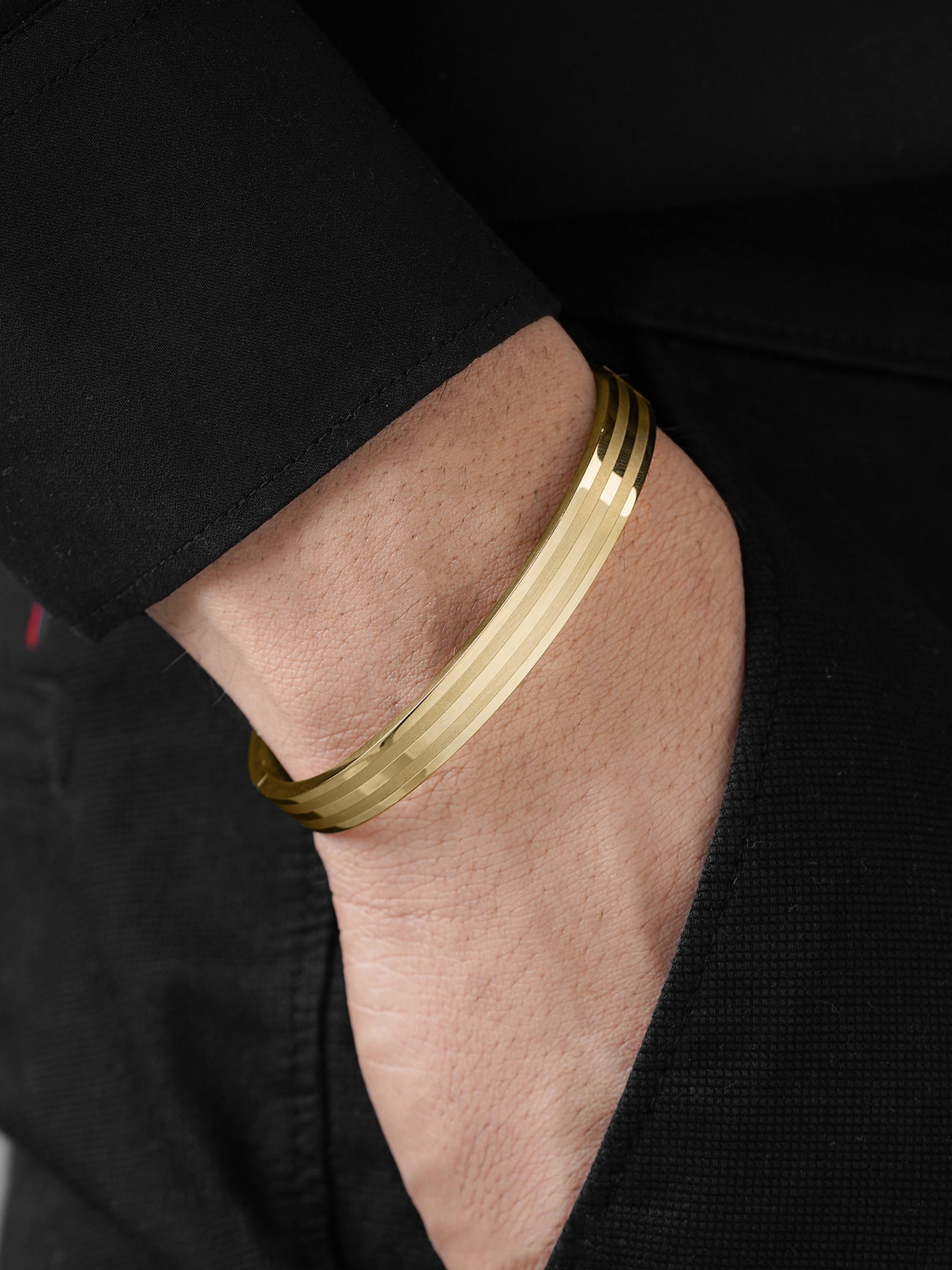 Milo Dual Strip 18K Gold Plated Men's Kada