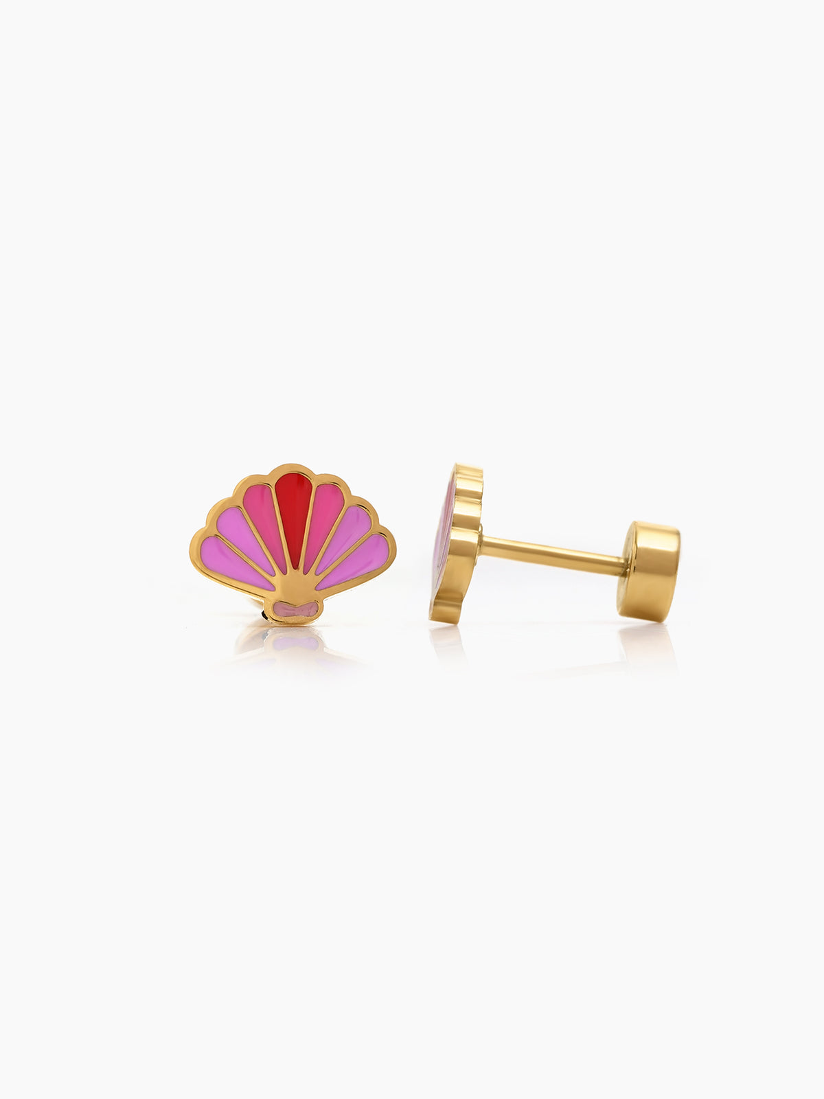 Mimi Pink Seashell 18K Gold Plated Kid's Stud Earrings