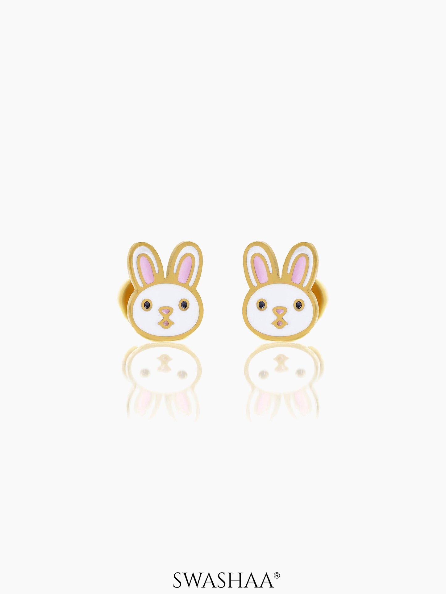 Mini Rabbit Face 18K Gold Plated Kid's Earrings
