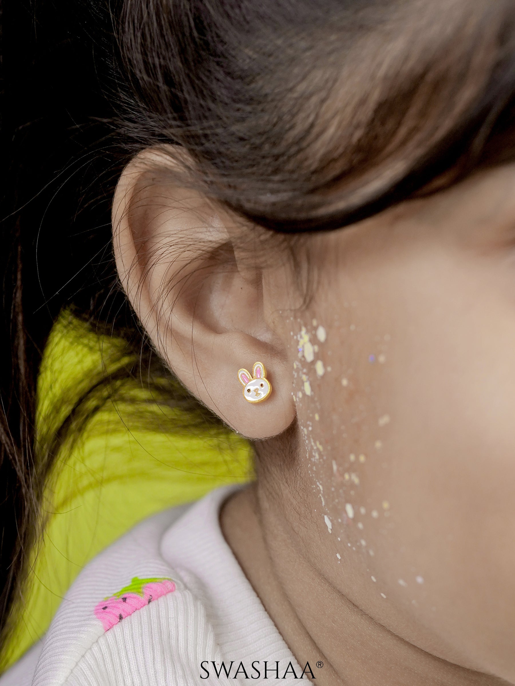 Mini Rabbit Face 18K Gold Plated Kid's Earrings