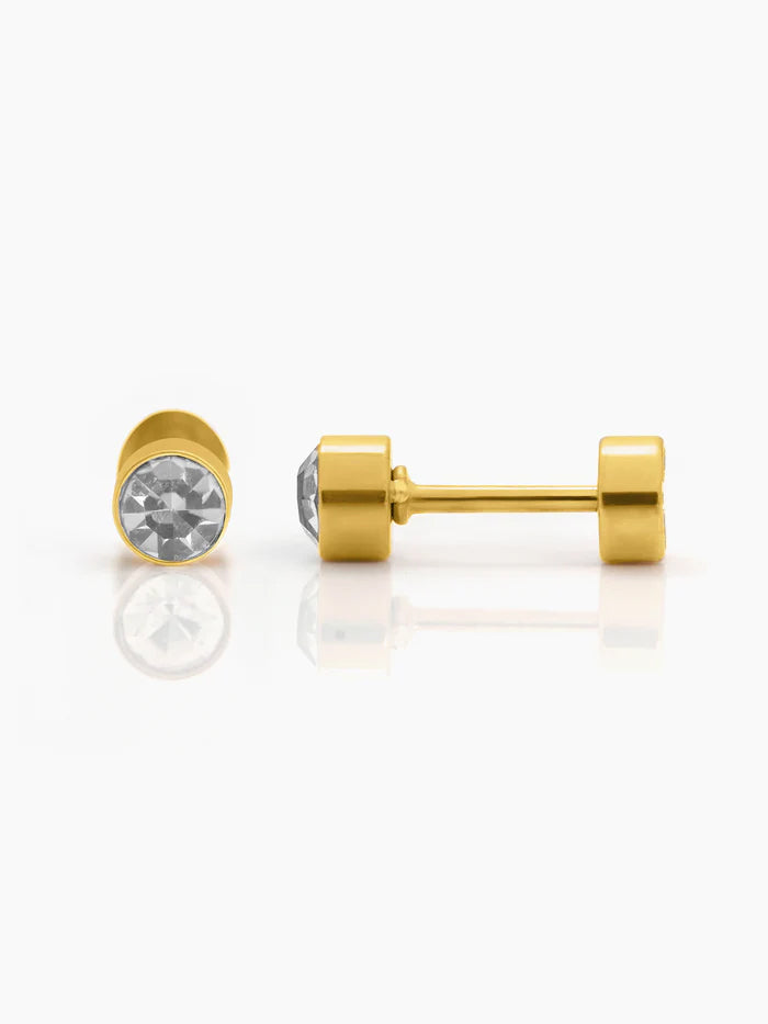 Mini Solitaire 4MM 18K Gold Plated Kid's Stud Earrings