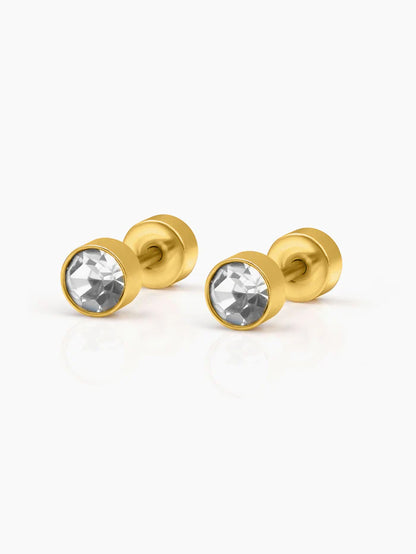 Mini Solitaire 4MM 18K Gold Plated Kid's Stud Earrings