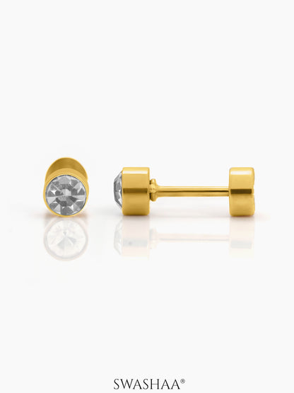 Mini Solitaire 4MM 18K Gold Plated Kid's Stud Earrings