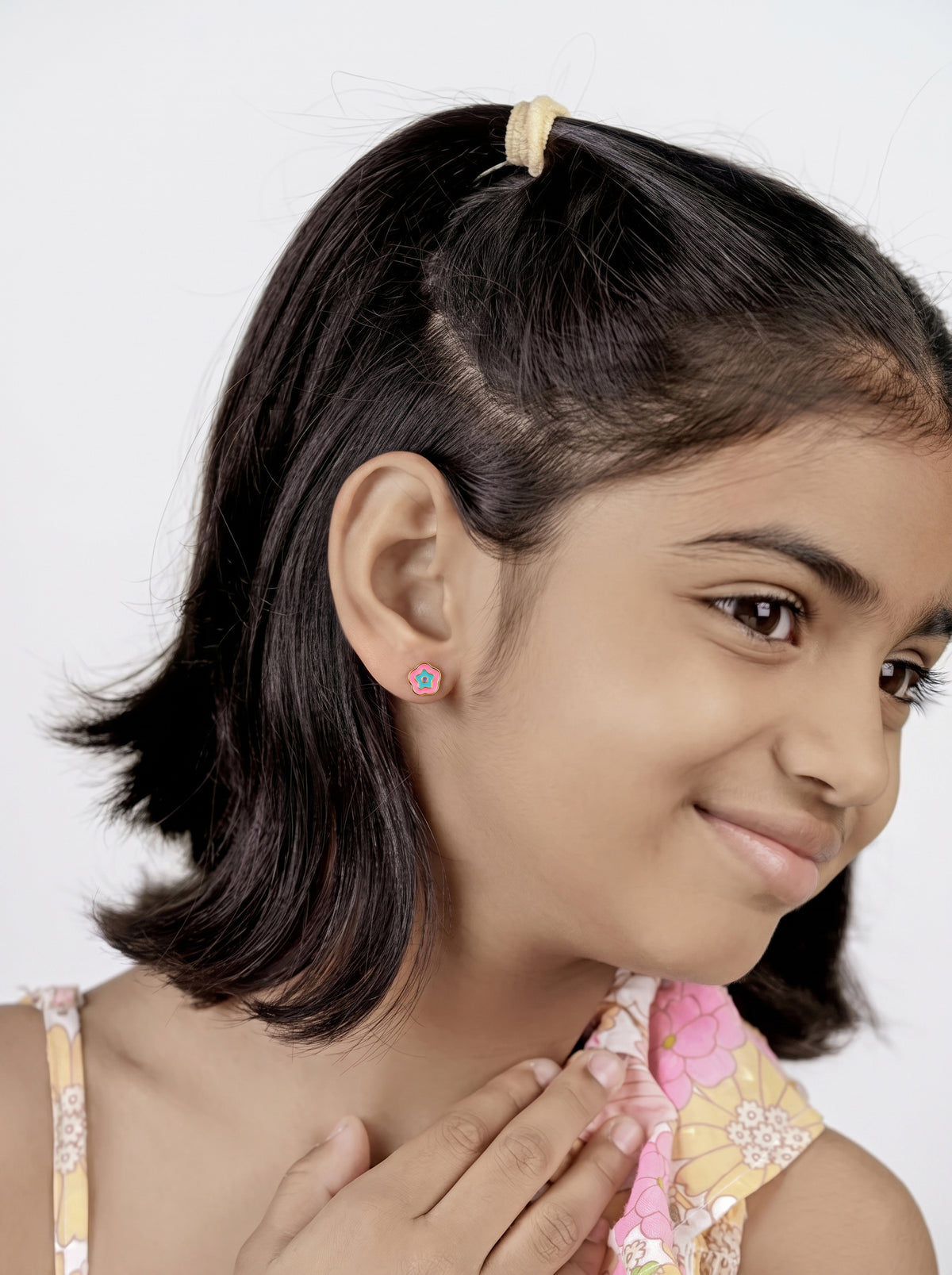 Minnie Pink & Blue Bloom 18K Gold Plated Kid's Stud Earrings 