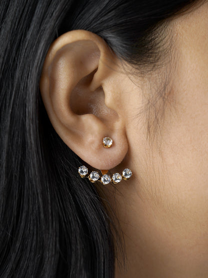 Minsk Round Cut Cubic Zirconia Row 18K Gold Plated Earrings