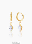 Mirabelle Solitaire 18K Gold Plated Hoop Earrings