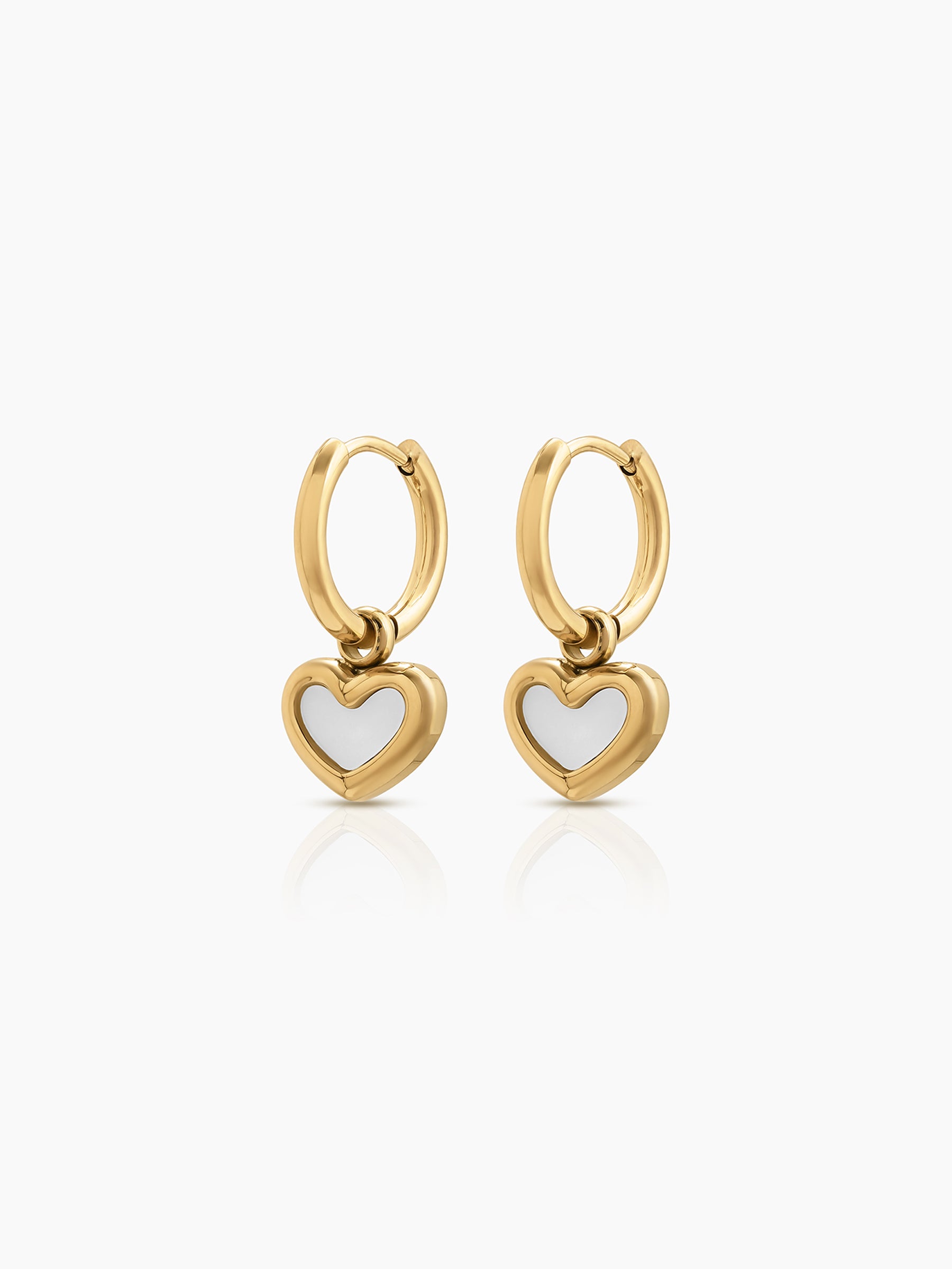 Mirenza Heart Drop Dangling 18K Gold Plated Women's Hoop Earrings