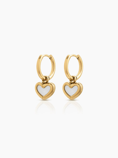 Mirenza Heart Drop Dangling 18K Gold Plated Women's Hoop Earrings