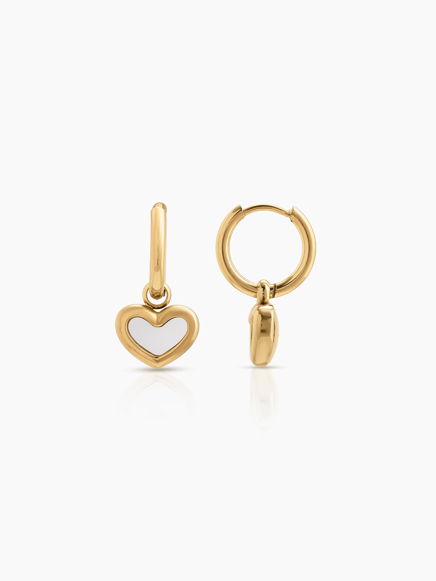 Mirenza Heart Drop Dangling 18K Gold Plated Women's Hoop Earrings