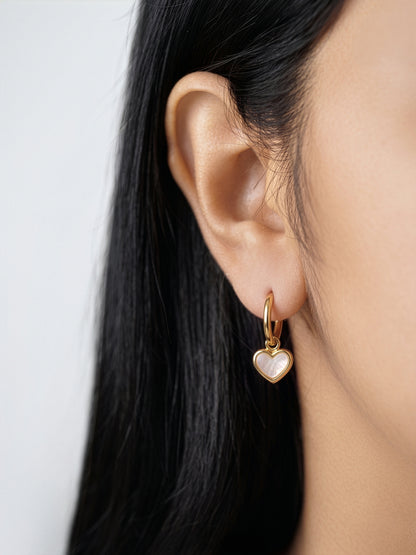 Mirenza Heart Drop Dangling 18K Gold Plated Women's Hoop Earrings