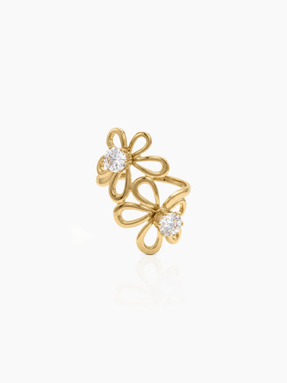 Miresta Floral Diamond Solitaire 18K Gold Plated Women's Ring