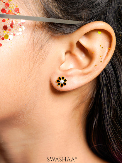 Miss Flower Charm 18K Gold Plated Kid's Stud Earrings