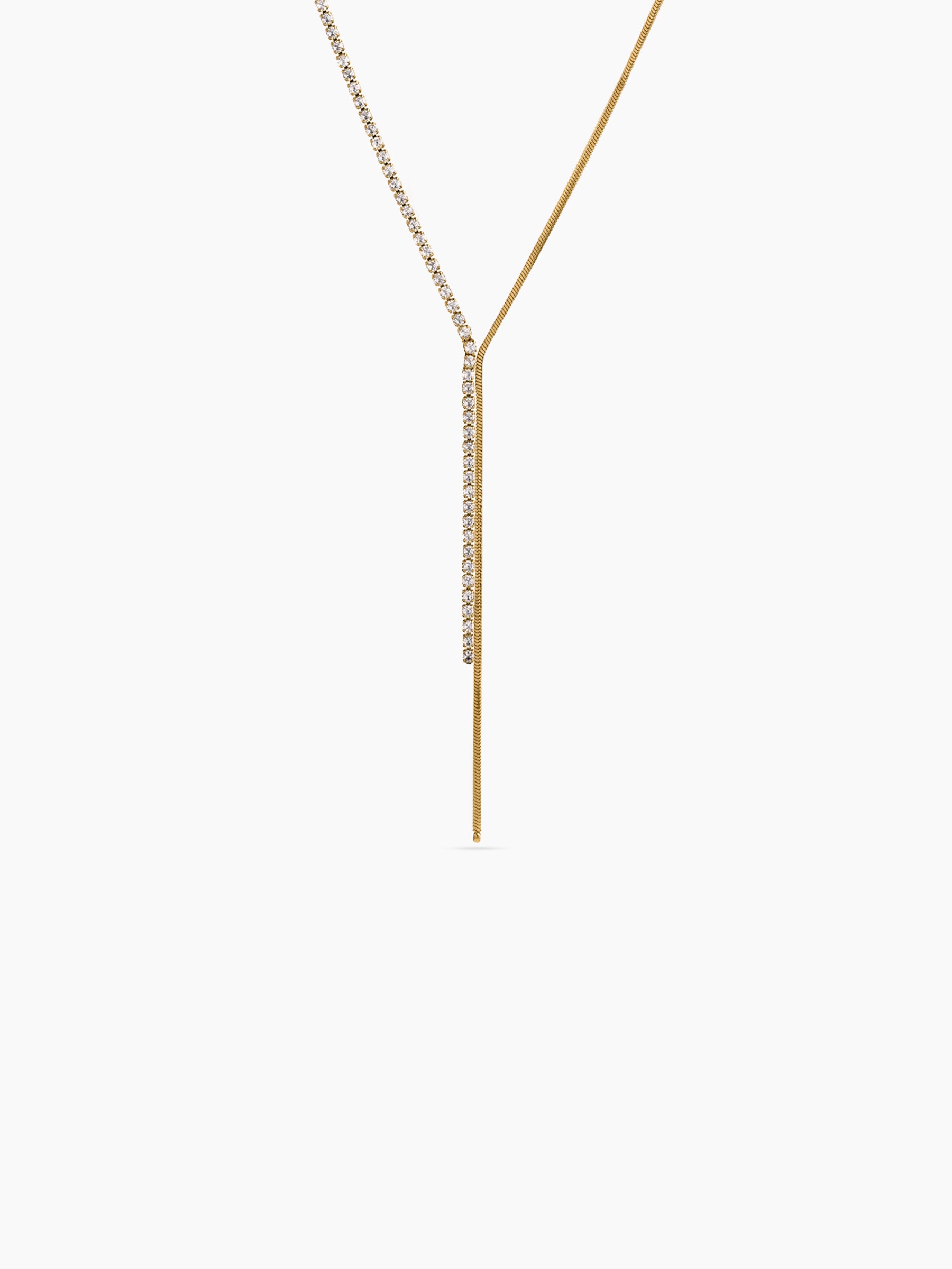 Mivya Diamond 18K Gold Plated Y - Shaped Women's Chain Pendant Necklace