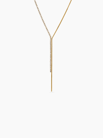 Mivya Diamond 18K Gold Plated Y - Shaped Women's Chain Pendant Necklace