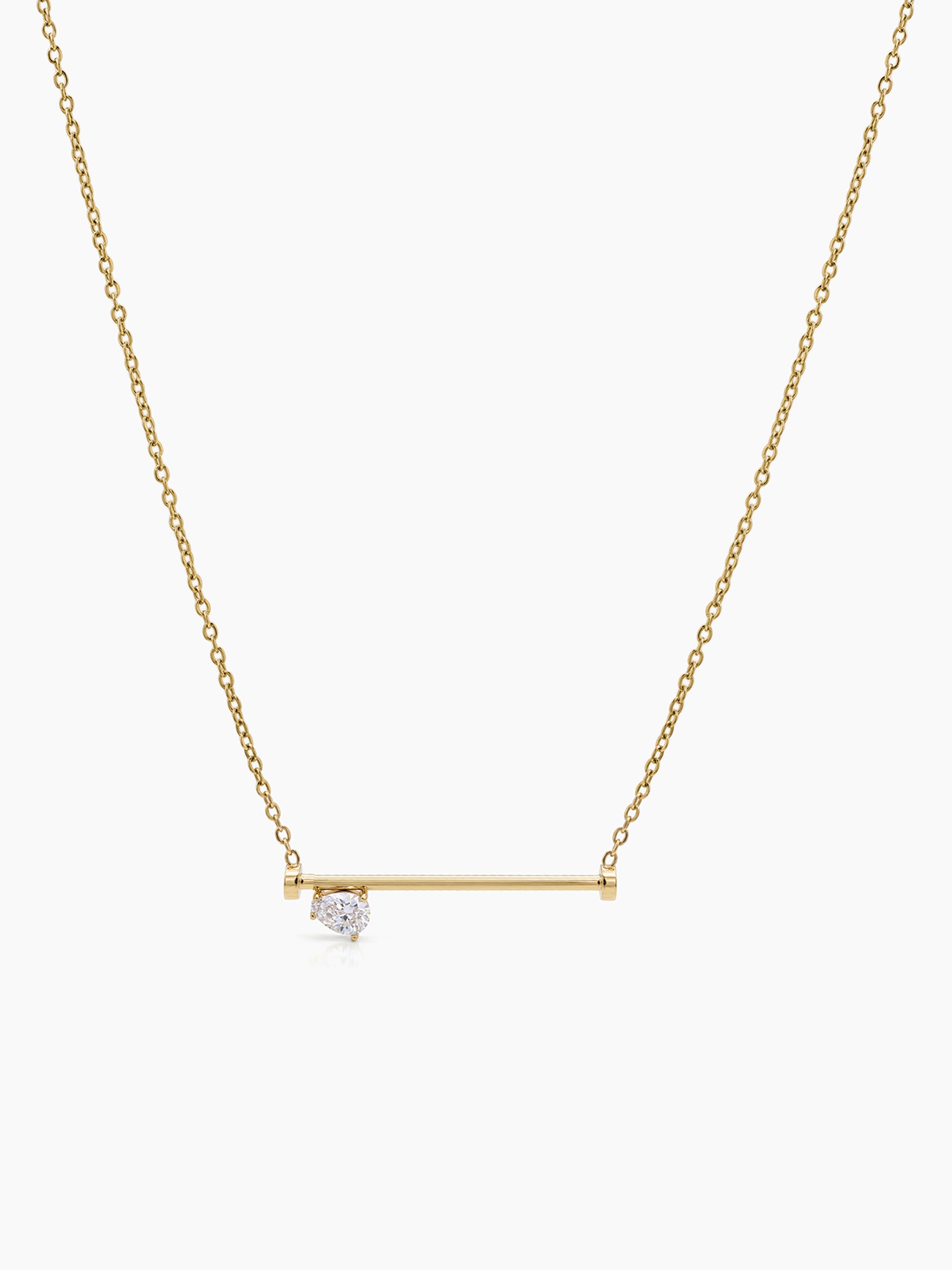 Molira Diamond Bar 18K Gold Plated Women's Chain Pendant Necklace