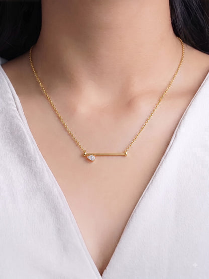 Molira Diamond Bar 18K Gold Plated Women's Chain Pendant Necklace