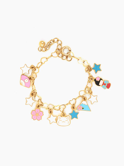 Monday Blues Charms 18K Gold Plated Kid's Loose Bracelet