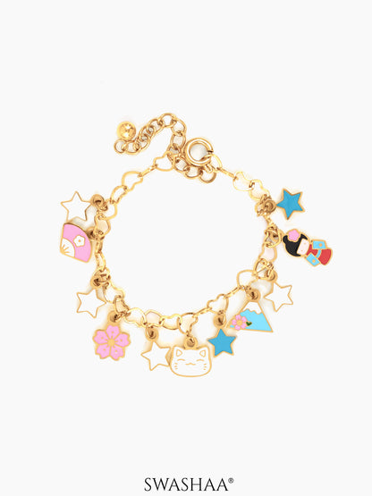 Monday Blues Charms 18K Gold Plated Kid's Loose Bracelet