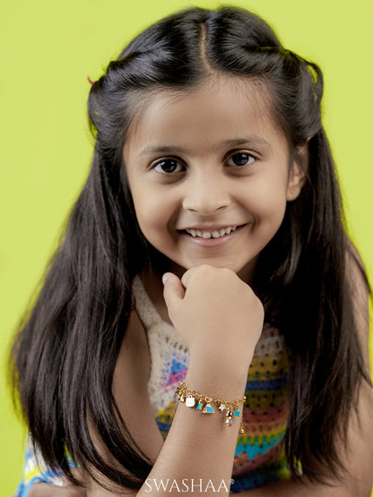 Monday Blues Charms 18K Gold Plated Kid's Loose Bracelet