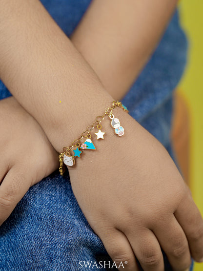Monday Blues Charms 18K Gold Plated Kid's Loose Bracelet