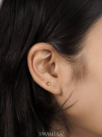 Moon Star Spark 18K Gold Plated Stud Earrings