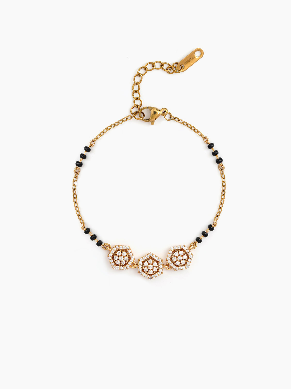 Mrunali Diamond Floral 18K Gold Plated Women's Mangalsutra Bracelet
