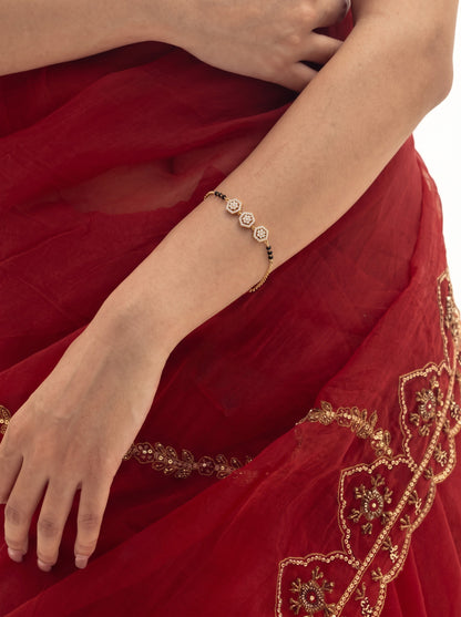 Mrunali Diamond Floral 18K Gold Plated Women's Mangalsutra Bracelet