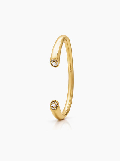 Murel Pearl Diamond 18K Gold Plated Women's Solid Cuff Bracelets