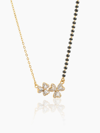 Myra Heart Flower Diamond Motifs 18K Gold Plated Mangalsutra