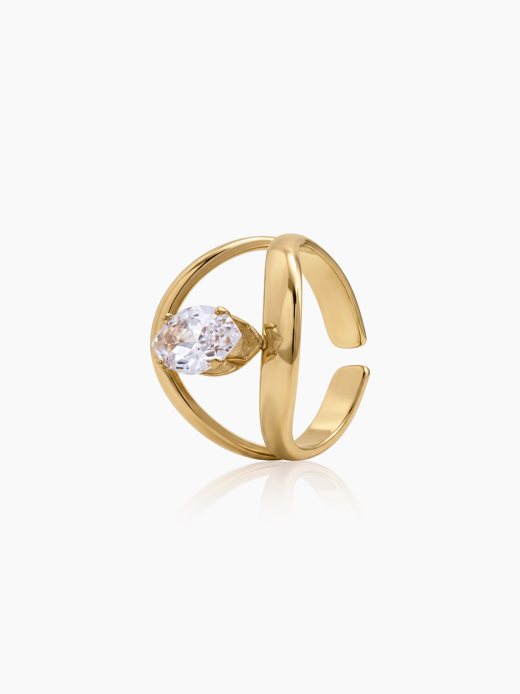 Nadira Solitaire Diamond 18K Gold Plated Women's Ring
