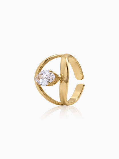 Nadira Solitaire Diamond 18K Gold Plated Women's Ring