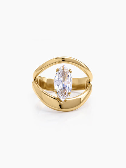 Nadira Solitaire Diamond 18K Gold Plated Women's Ring