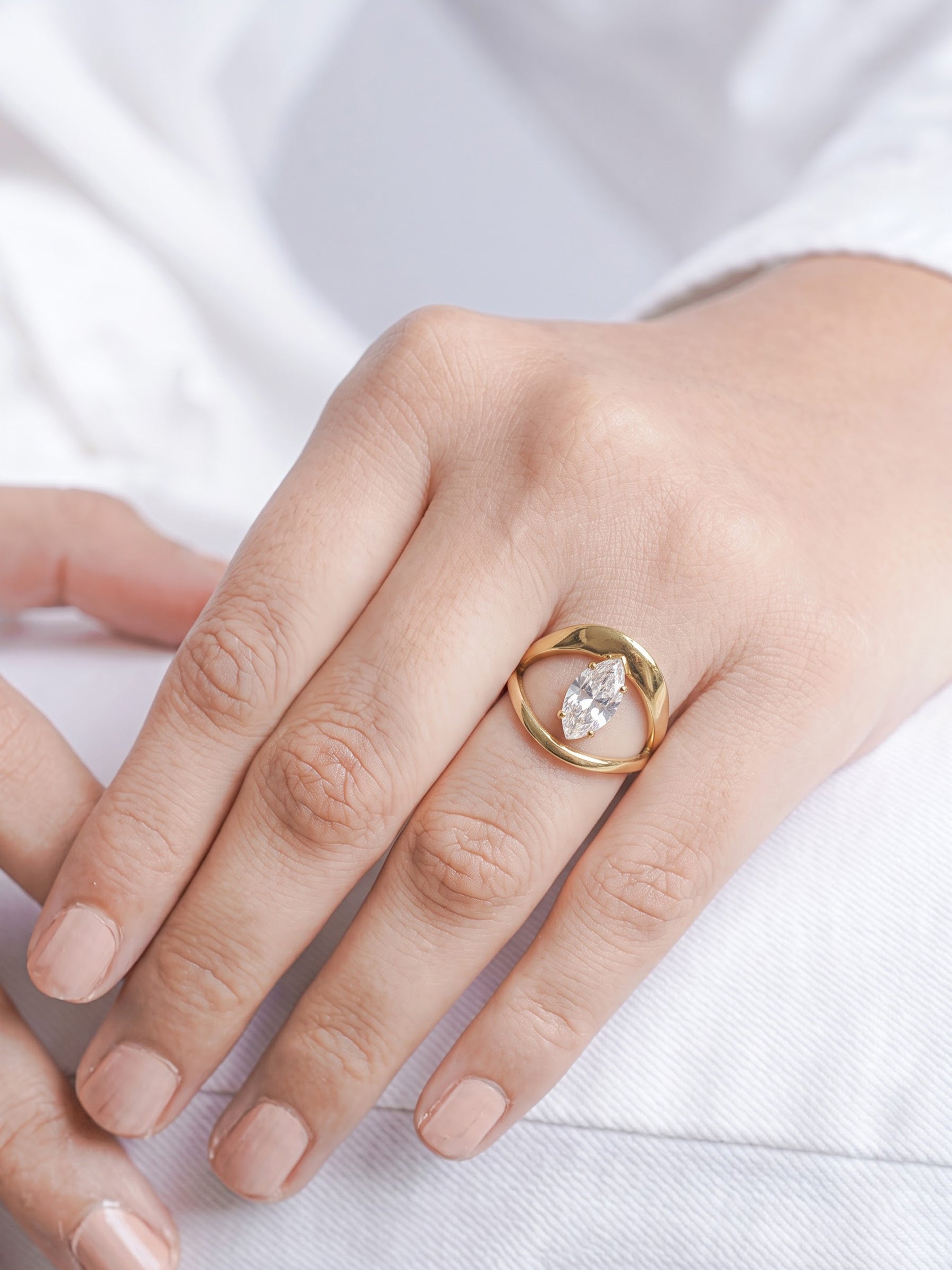 Nadira Solitaire Diamond 18K Gold Plated Women's Ring